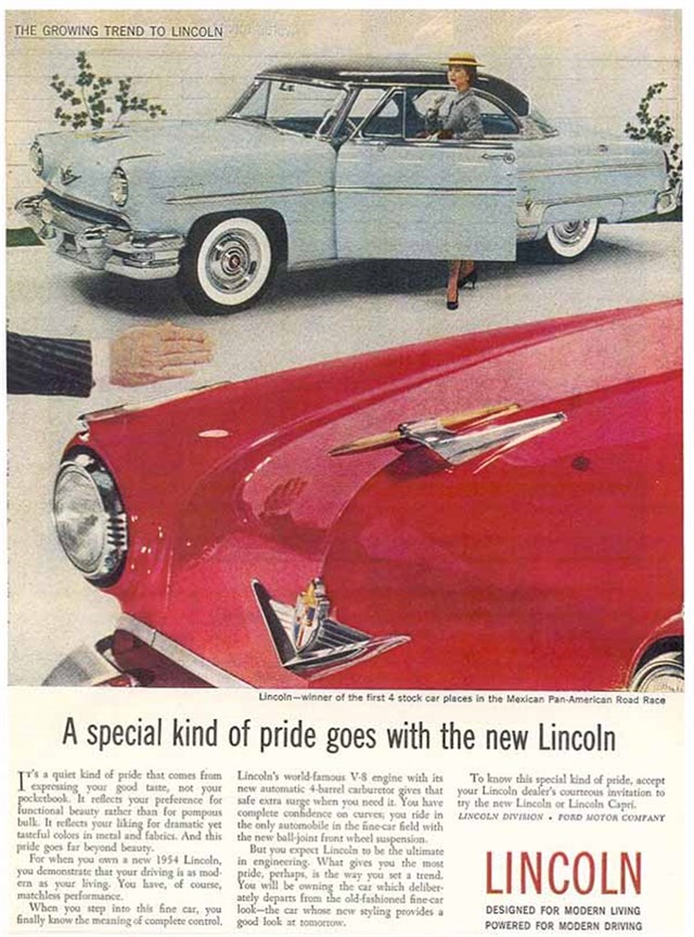 Publicidad de Lincoln Capri 1954 #433