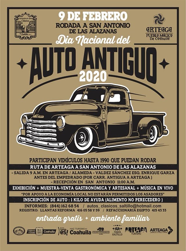 Dia Nacional del Auto Antiguo Saltillo 2020 - Rodada a San Antonio de las Alazanas