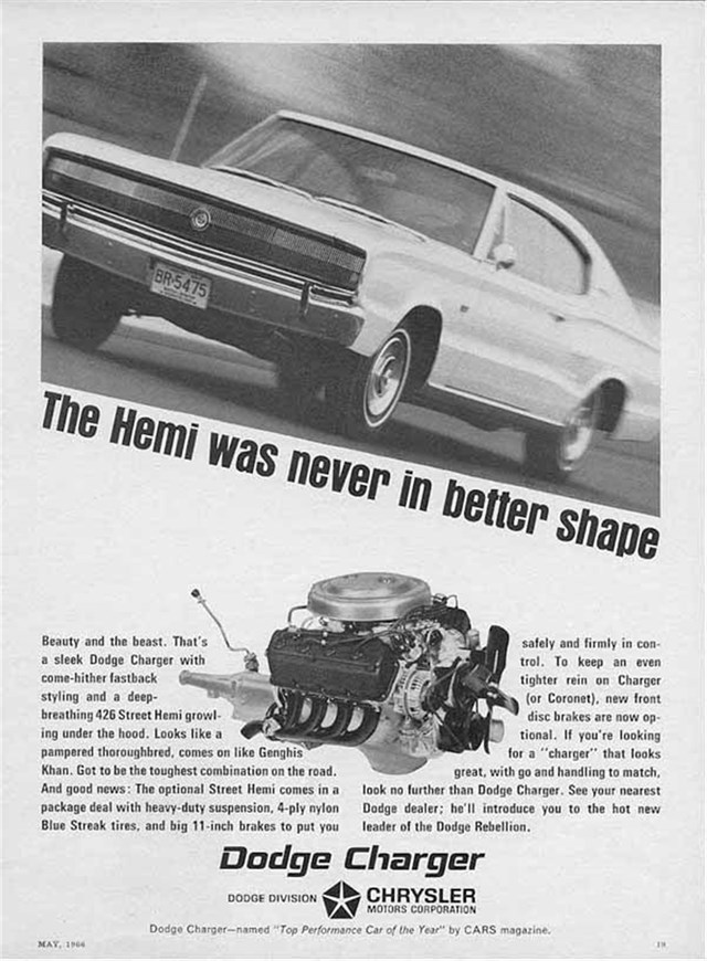 Publicidad de Dodge Charger 1966 #765 - Anuncio Impreso 