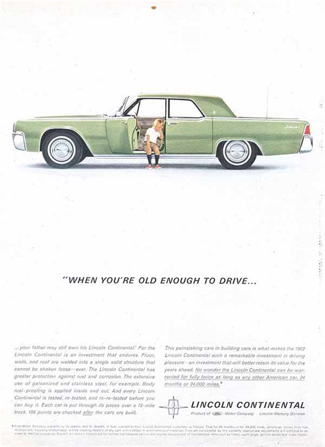 Publicidad de Lincoln Continental 1962 #683