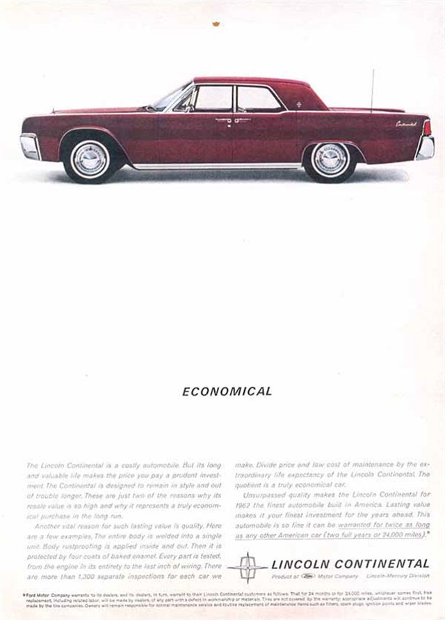 Publicidad de Lincoln Continental 1962 #684