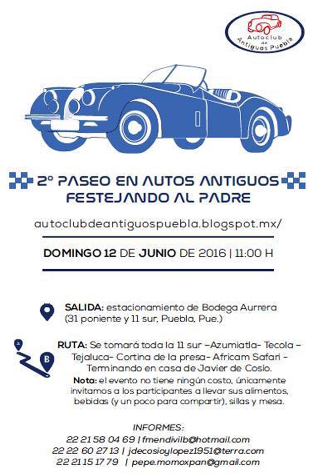 Paseo de Autos Antiguos - Festejando el Día del Padre 2016 - Eventos de  Autos Clásicos, Rallyes, Desfiles y Exposiciones 