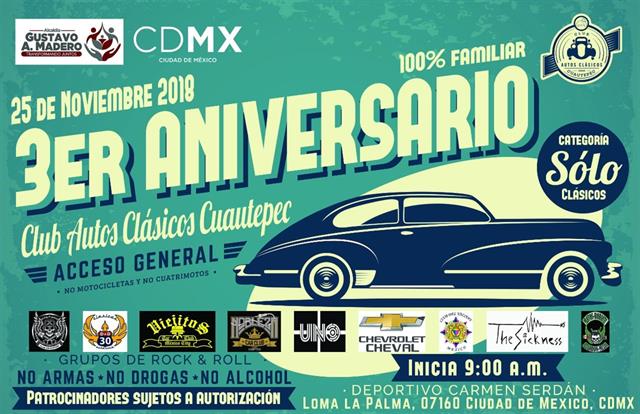 3rd Anniversary Classic Cars Club Cuautepec - Events of Classic Cars,  Rallyes, Parades and Exhibitions : English