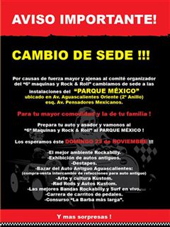 6o Máquinas y Rock & Roll 2014 Aguascalientes - Cambio de sede