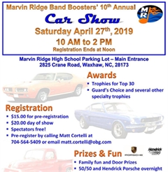 Más información de 10th Annual Marvin Ridge Band Boosters' Car Show