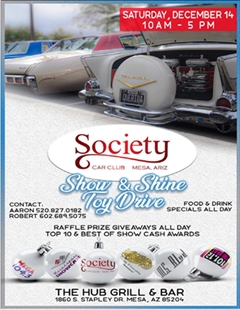 Más información de Society Car Club Mesa, Arizona Show & Shine Toy Drive 2019